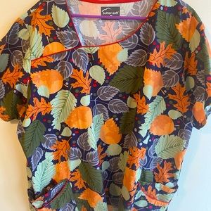 Fall leaves scrub top